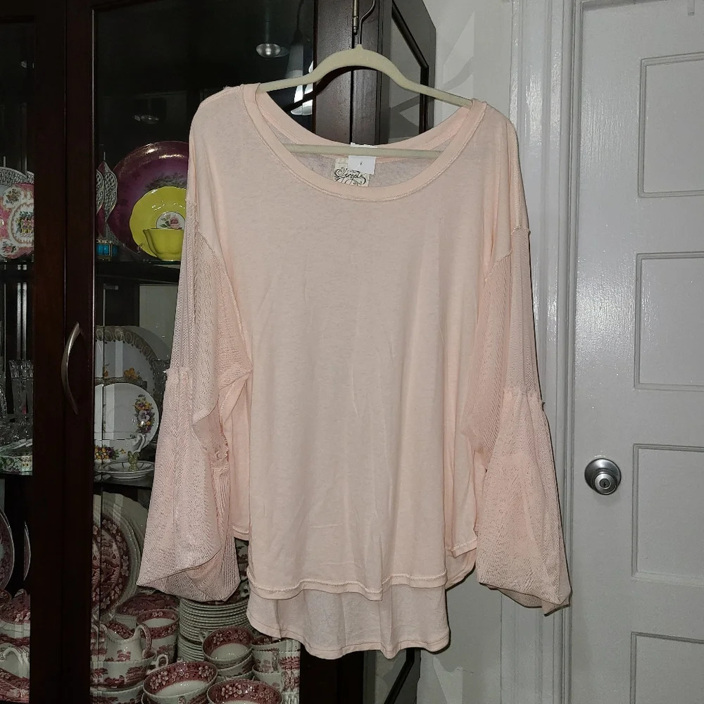 Free People Women's Still Got It Tee in Pink Flowy Girly Cottagecore Top Medium - Picture 2 of 9